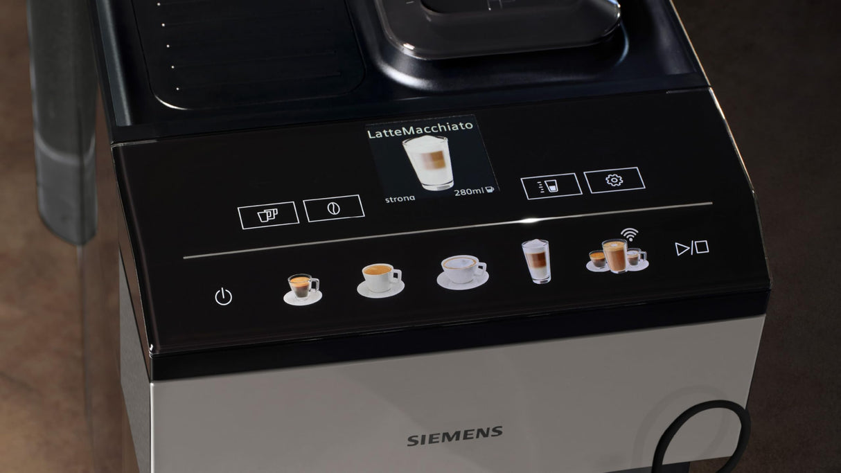 Siemens, Cafetera totalmente automática, EQ500, Home Connect, aromaDouble Shot, autoMilk Clean, ceramDrive, coffeeSelect Display, OneTouch DoubleCup, acero inoxidable/negro, TP516RX3