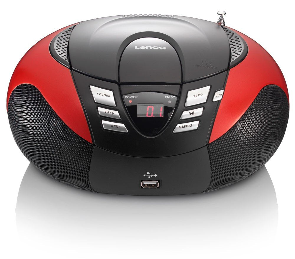 Lenco SCD-37 - Reproductor de CD para niños (2 x 1,5 W RMS), Color Rojo