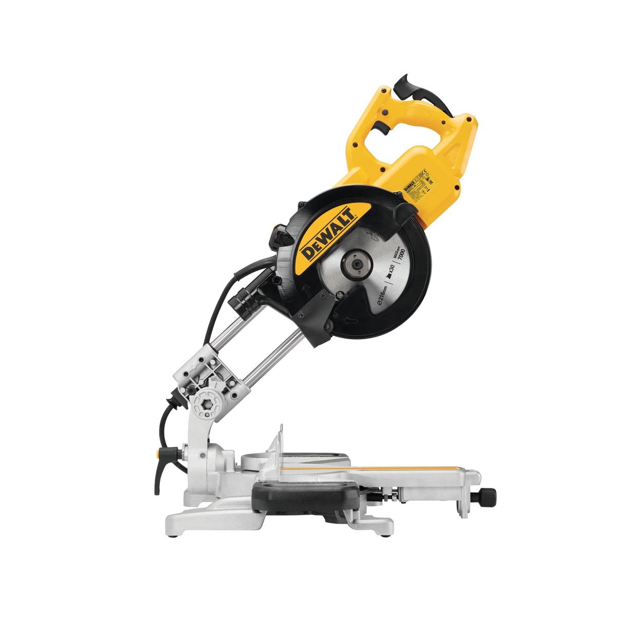 DEWALT DWS773-QS - Sierra Ingletadora, Potencia de 1300W, Velocidad de 4500 RPM, Asas de Transporte, Diseño Ergonómico, Extracción de Polvo Eficaz, Fuente de energía con cable