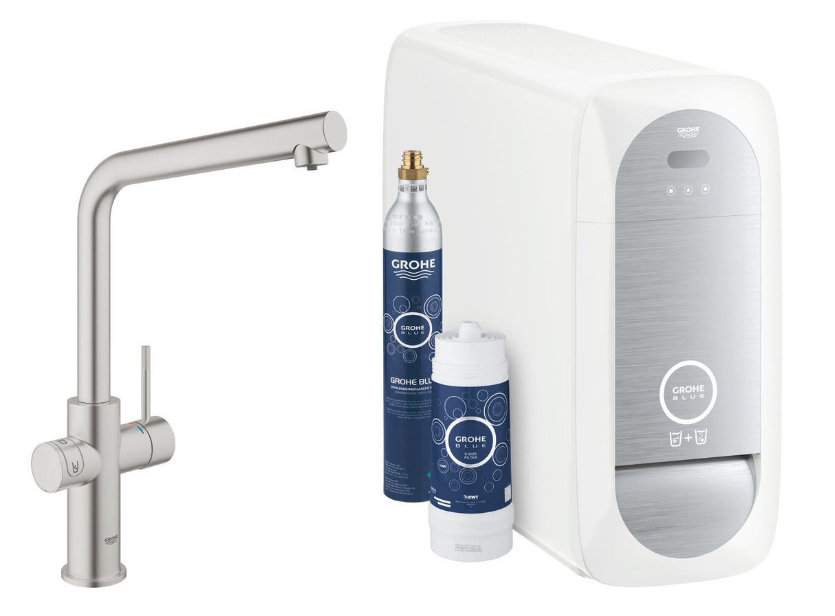 Grohe Blue Home Starter Kit - grifo de cocina con filtro de agua, caño en L (31454DC1)