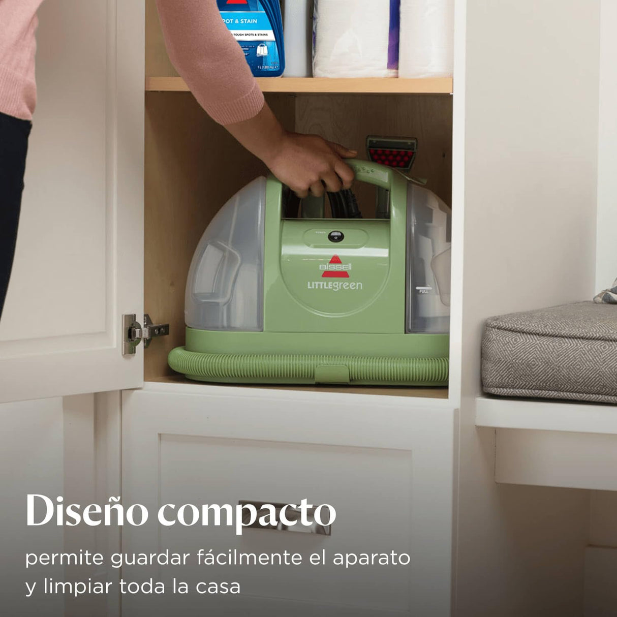 BISSELL Little Green, Aspiradora de Agua Tapicería, Lava Aspiradora para Manchas Cotidianas y Suciedad, Limpiador de Liquidos para Alfombras, Tapicería, Sofá, Auto & Más, Motor Potente de 340W, 4098N