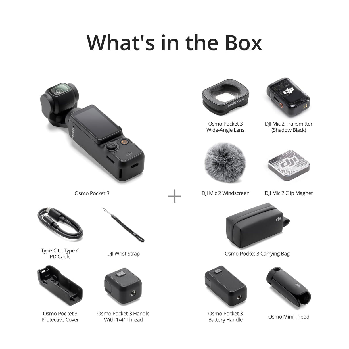 DJI Pack para Creadores Osmo Pocket 3, cámara con CMOS 1'' y 4K/120 fps, estabilización en 3 Ejes, Seguimiento de Caras/Objetivos, Enfoque rápido, Incluye micrófono Sonido nítido, pequeña