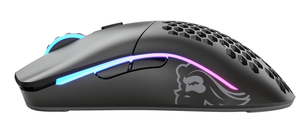 Glorious Gaming Model O- (Pequeño) Wireless Ratón gaming inalámbrico - 65 g superligero, diseño colmena, RGB, ambidiestro, sin lag 2,4 GHz inalámbrico, hasta 71 horas de batería - Negro mate
