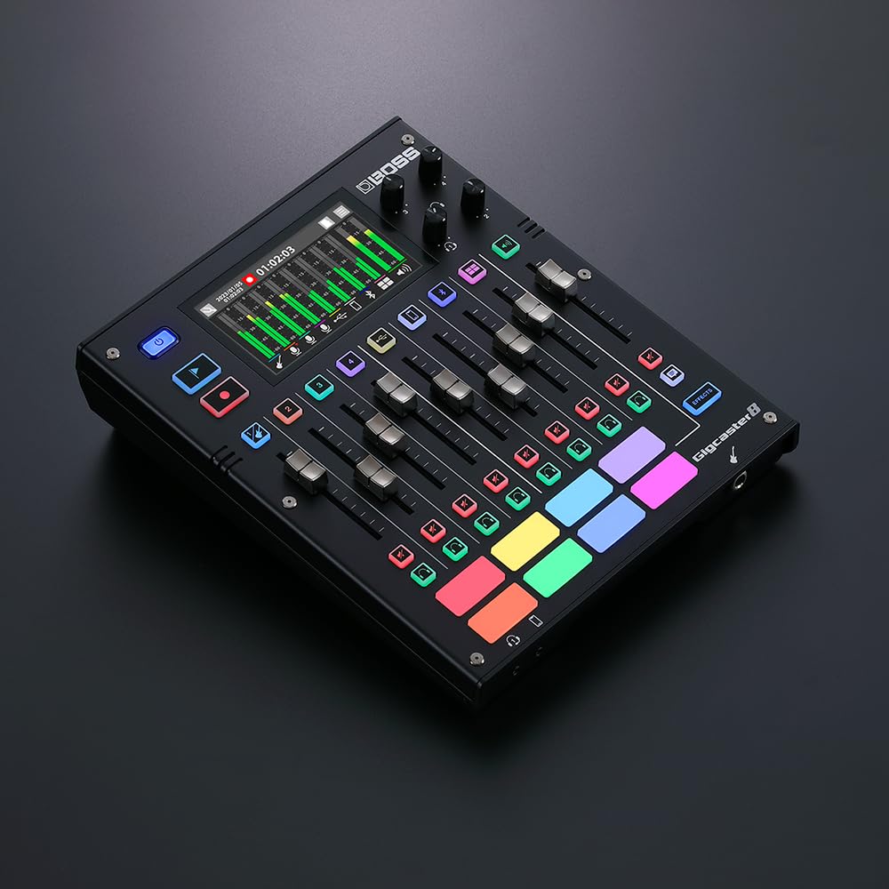 BOSS Gigcaster 8 | Mezclador de streaming de audio de 8 canales con entrada directa de guitarra/bajo | 4 entradas combo XLR/TRS | Micro estéreo integrado | 8 pads SFX | Interfaz de audio USB 20x14