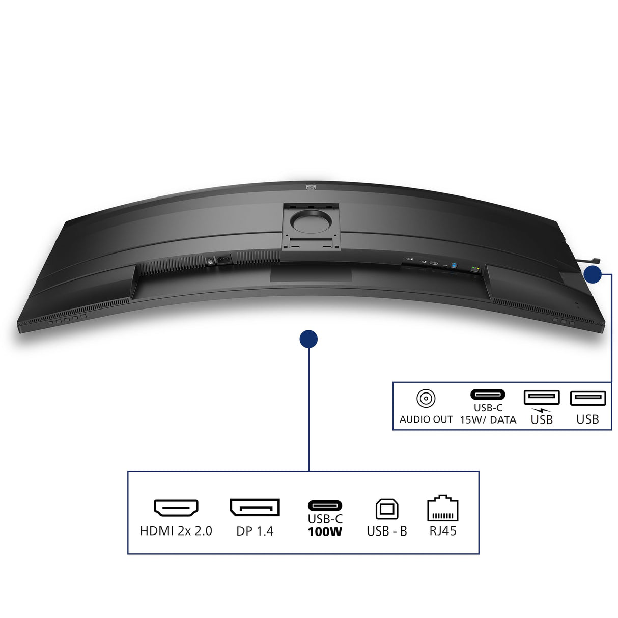 Philips 49B2U5900C - Monitor 49 Pulgadas DQHD Curvo, 75Hz, VA, 4 ms GtG, Adaptive Sync., HDR400, Altura Ajustable, Altavoces (5120x1440, 2X HDMI 2.0, DP 1.4, USB-C, USB-Hub), Gris Oscuro