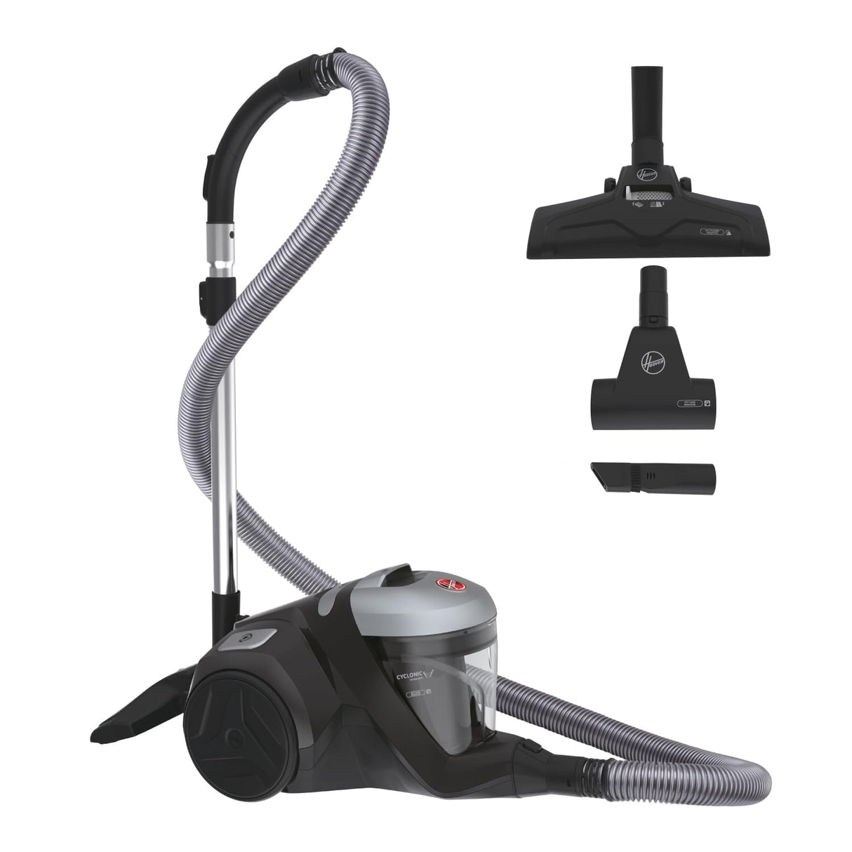 Hoover 39002259 H-Power 300 HP320PET, Aspiradora sin Bolsa Trineo, Tobera Turbo Pelo Mascotas y Tapicería, Compacta, Ciclónico, Selfdust Clean, 850W, Filtro Epa, 75dba, Cable 7 m, Negro, Depósito 2 l