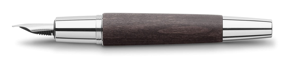 Faber-Castell 148220 - Pluma Estilográfica E-motion - Cuerpo en Madera de Peral - Trazo M - Negro