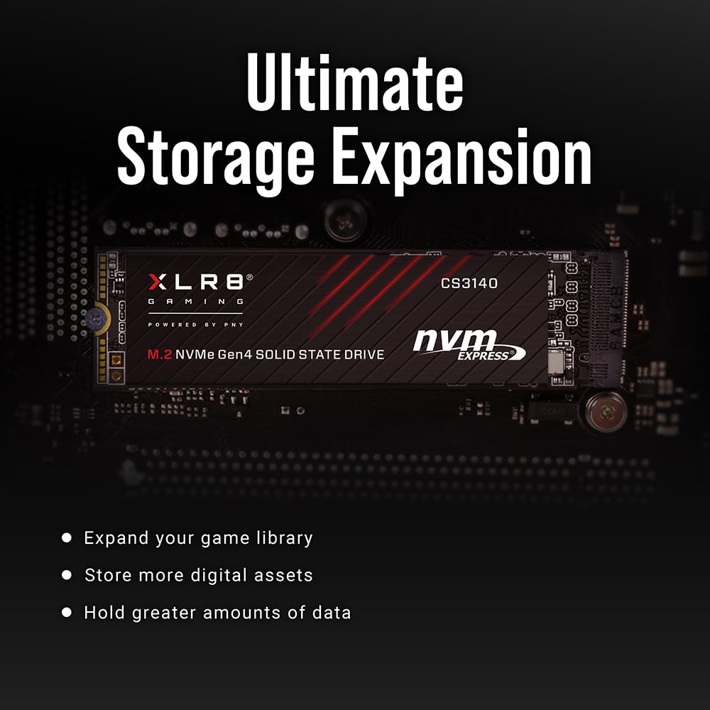 PNY XLR8 CS3140 M.2 NVMe Gen4 x4 Unidad de Estado Sólido (SSD) Interna de 2TB, Velocidad de Lectura hasta 7500 MB/s, Velocidad de Escritura hasta 6850 MB/s