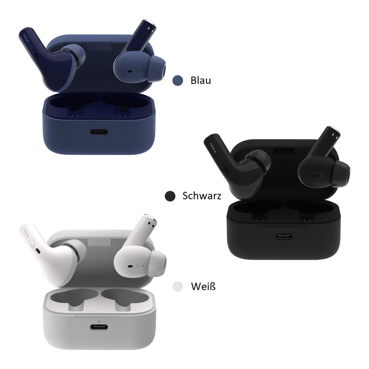 Nokia Essential True Wireless - Auriculares y Estuche portátil de Carga (IPX5 de Resistencia al Agua, reducción del Ruido, micrófono Dual y Modo Ambiente) Blanco