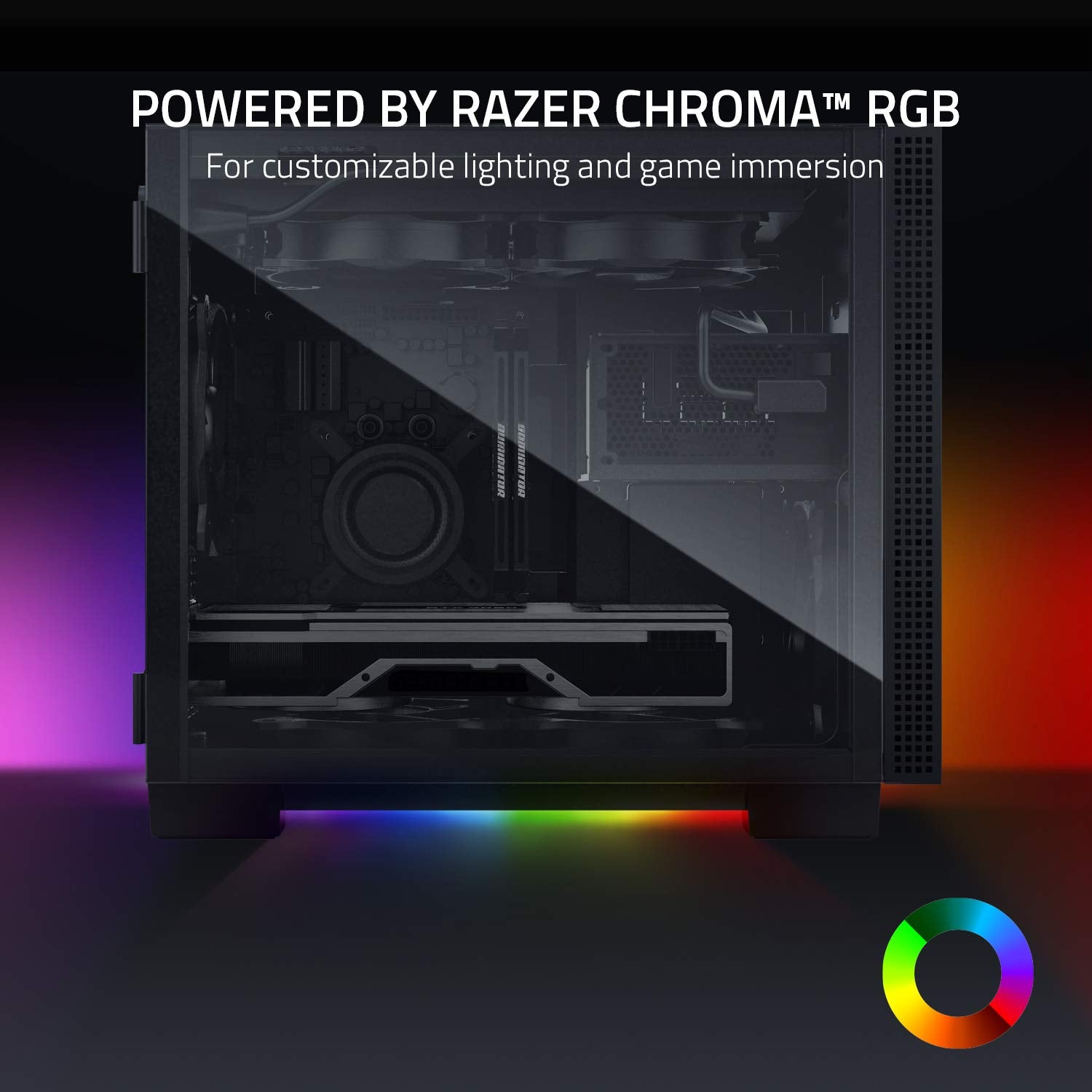 Razer Tomahawk Mini-ITX - Caja para juegos con Razer Chroma RGB (Puertas con bisagras en ambos lados, ventilación, filtro de polvo, gestión de cables, para radiadores de hasta 240 mm)