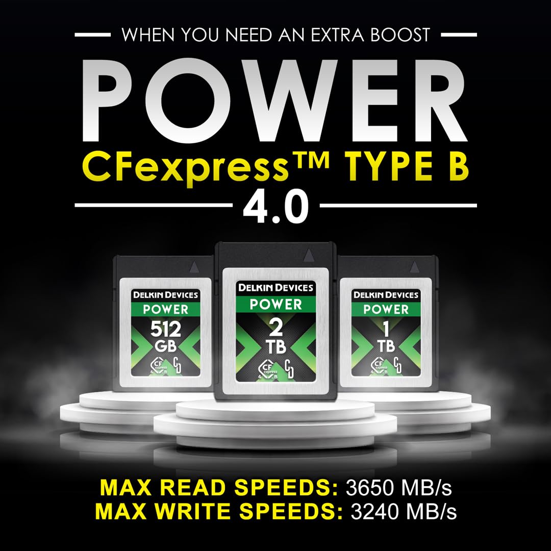 Delkin Power - Tarjeta de Memoria CFexpress Tipo B 4.0 para cámaras Digitales, Ideal para Transferencia rápida de imágenes y Videos para Almacenamiento, Almacenamiento de Tarjetas de Memoria (512 GB)