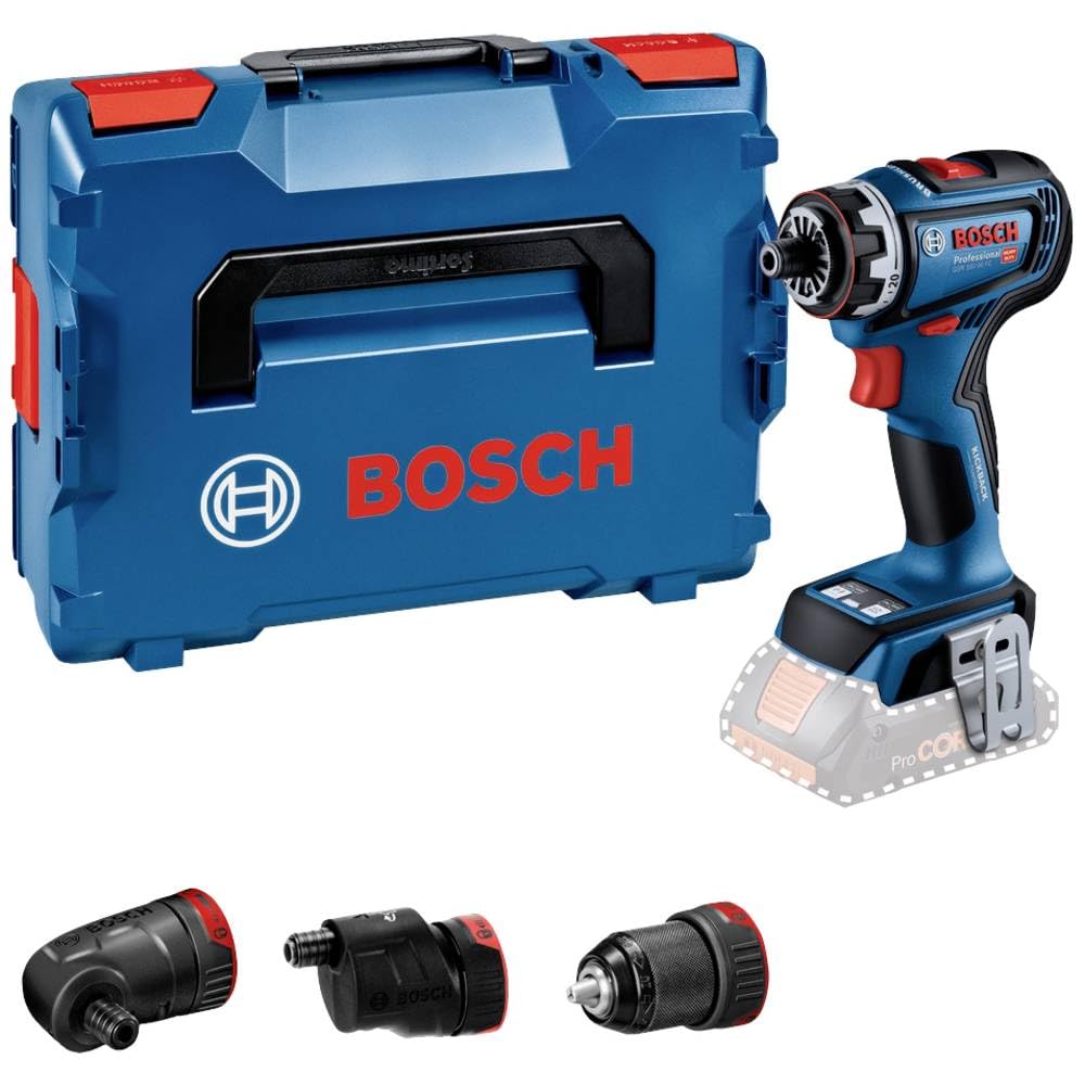 Bosch Professional 18V System GSR 18V-90 FC - Atornillador a batería (Brushless, 64 Nm, 3 cabezales FlexiClick, en L-BOXX)