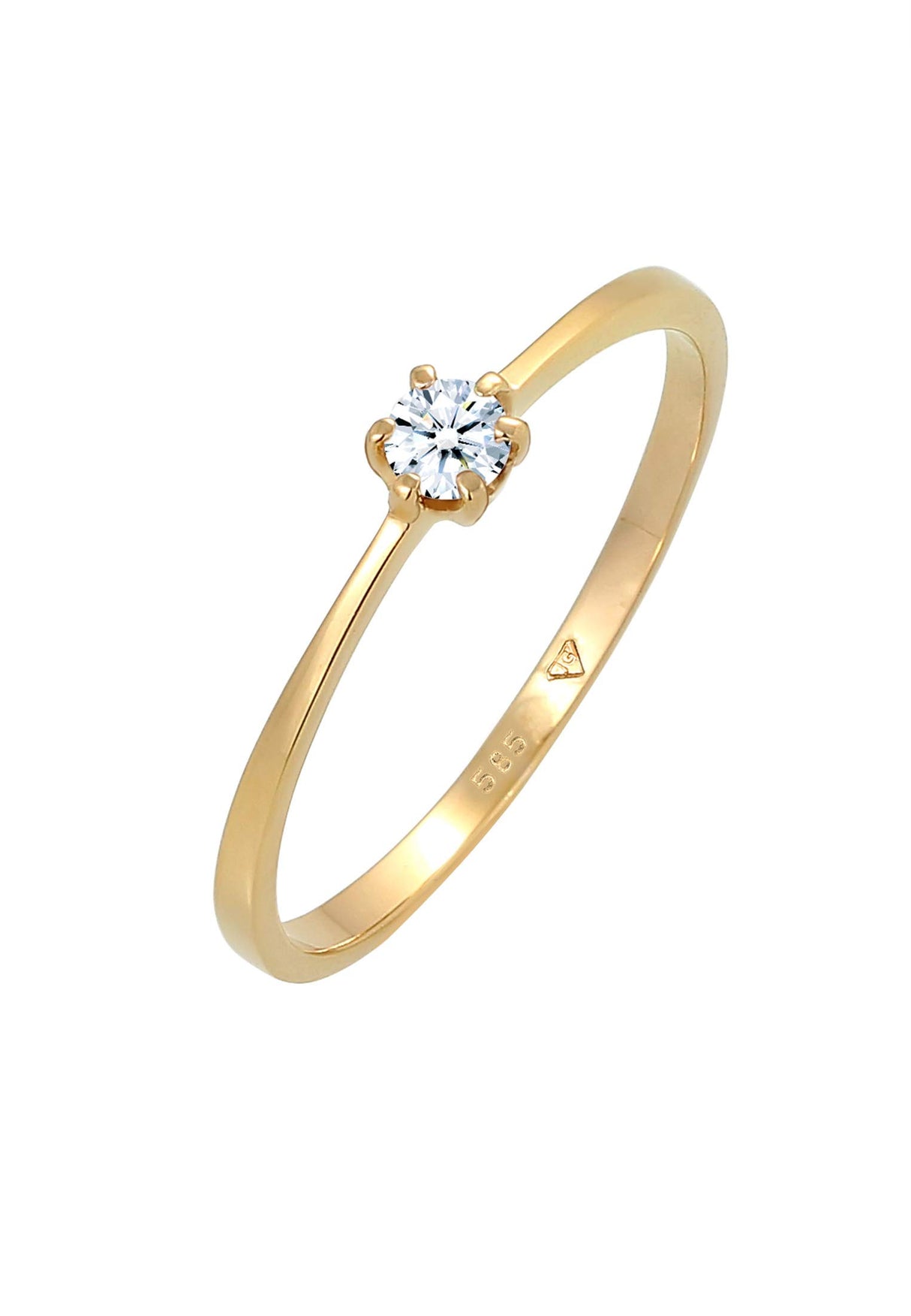 Elli DIAMONDS Anillo Mujeres de Compromiso Solitario con Diamante (0,11 ct.) en Oro Amarillo 585