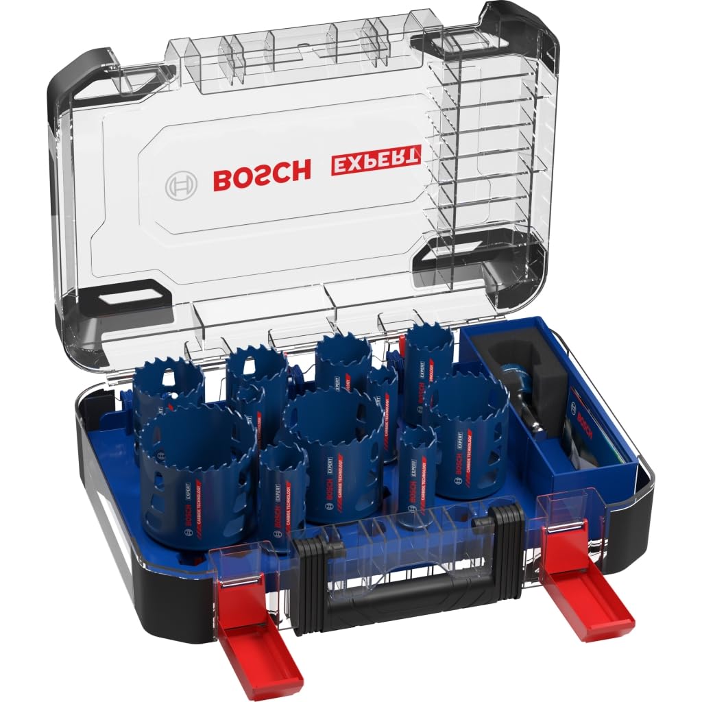 Bosch Professional 14x Set de sierras de corona Expert Tough Material (Accesorios Taladro de impacto rotativo), Gris, Ø 20-76 mm
