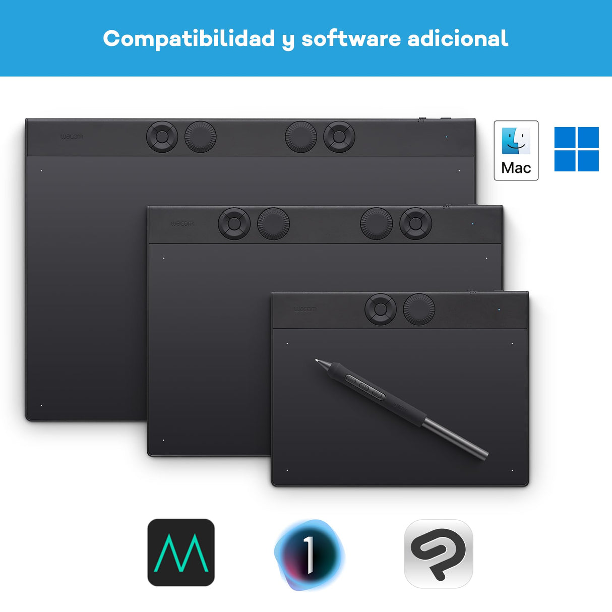 Wacom Intuos Pro Medium, la innovadora Tableta de lápiz Que Incluye el Wacom Pro Pen 3, compacta y Ligera - una opción versátil para ilustradores, diseñadores y editores de Fotos