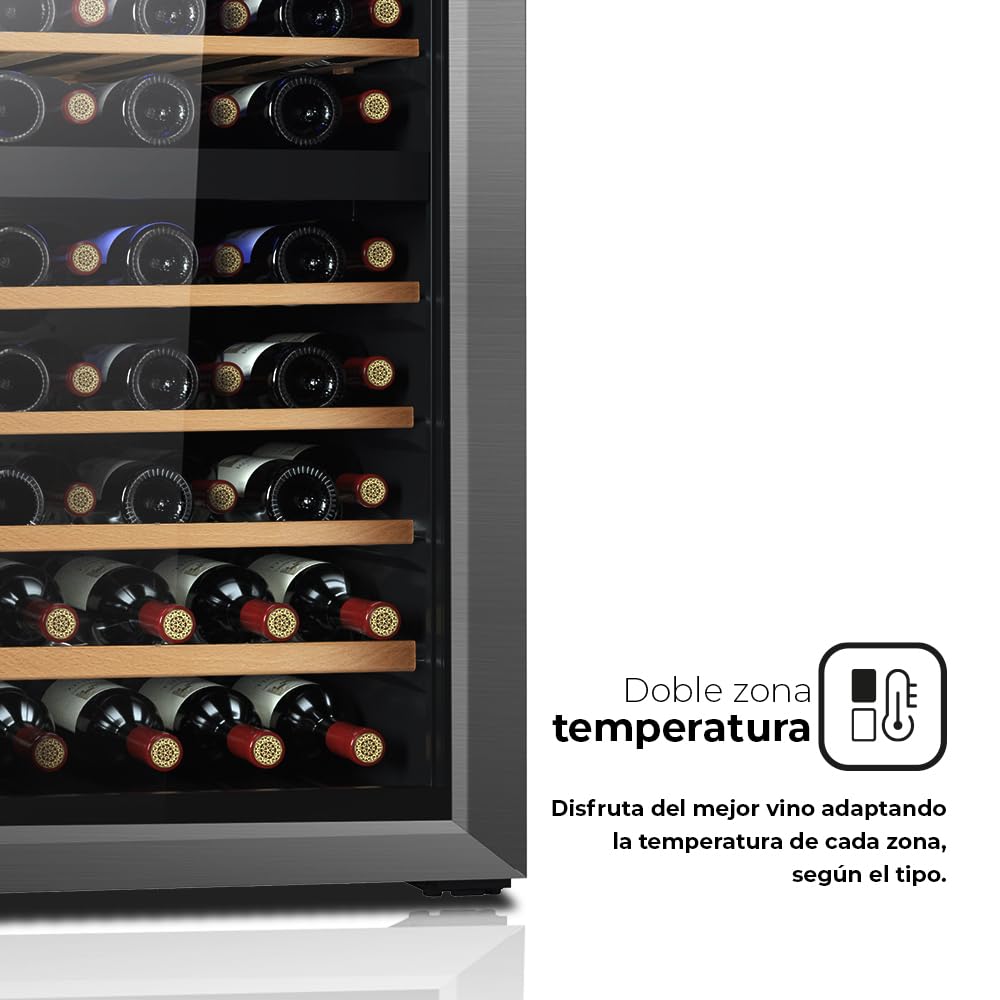 SVAN Vinoteca 52 Botellas Negro SVN5200D. Capacidad 127 Litros, Bajo Nivel Sonoro, Luz Interior, Eficiencia Energética Clase G