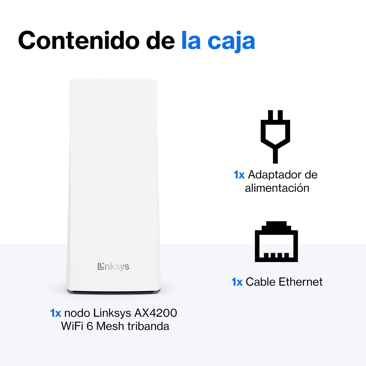 Linksys Velop MX4200 sistema WiFi 6 mesh tribanda (AX4200), router WLAN, repetidor, extensor con hasta 260 m² de cobertura, 3,5 veces más veloz, más de 40 dispositivos, paquete de 1, blanco