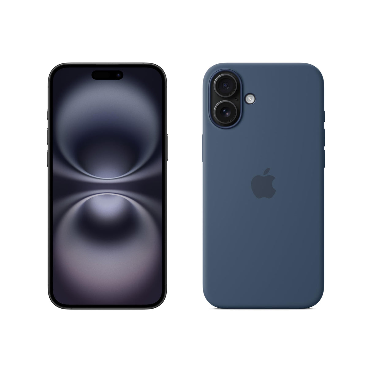 Apple iPhone 16 Plus (128 GB) - Negro + Funda de Silicona con MagSafe - Denim