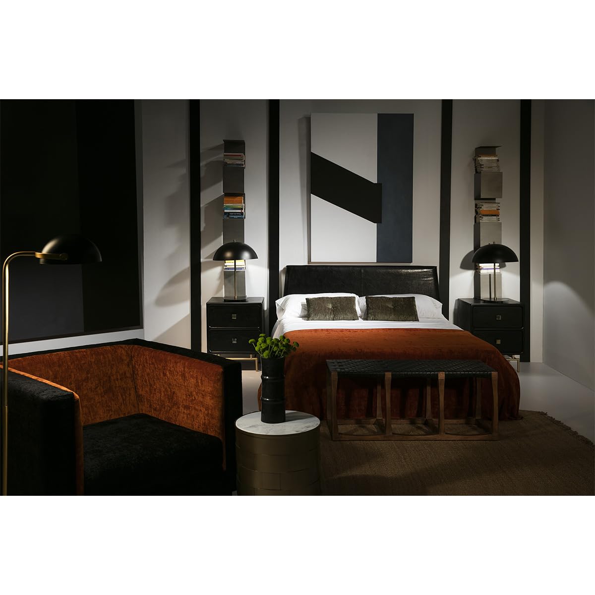 LAMPARA DE PIE 32X38X145 MARMOL BLANCO/METAL DORADO/NEGRO SIN BOMBILLA