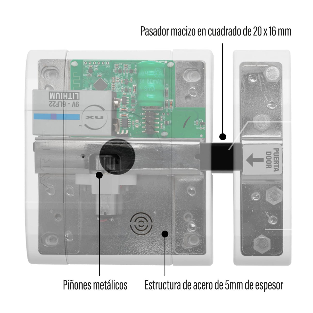 Cerradura electrónica invisible de alta seguridad int_LOCK BT. Acabado níquel mate.