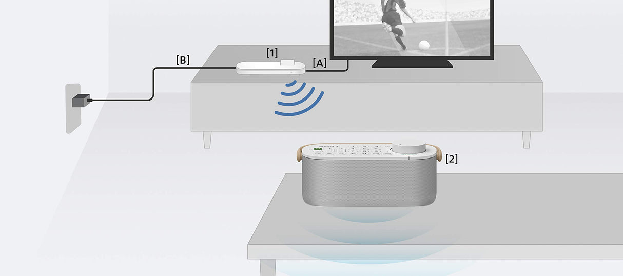 Sony SRS-LSR200, Altavoz Inalámbrico con mando a distancia para tv, ideal para personas mayores o con problemas de audición, Blanco