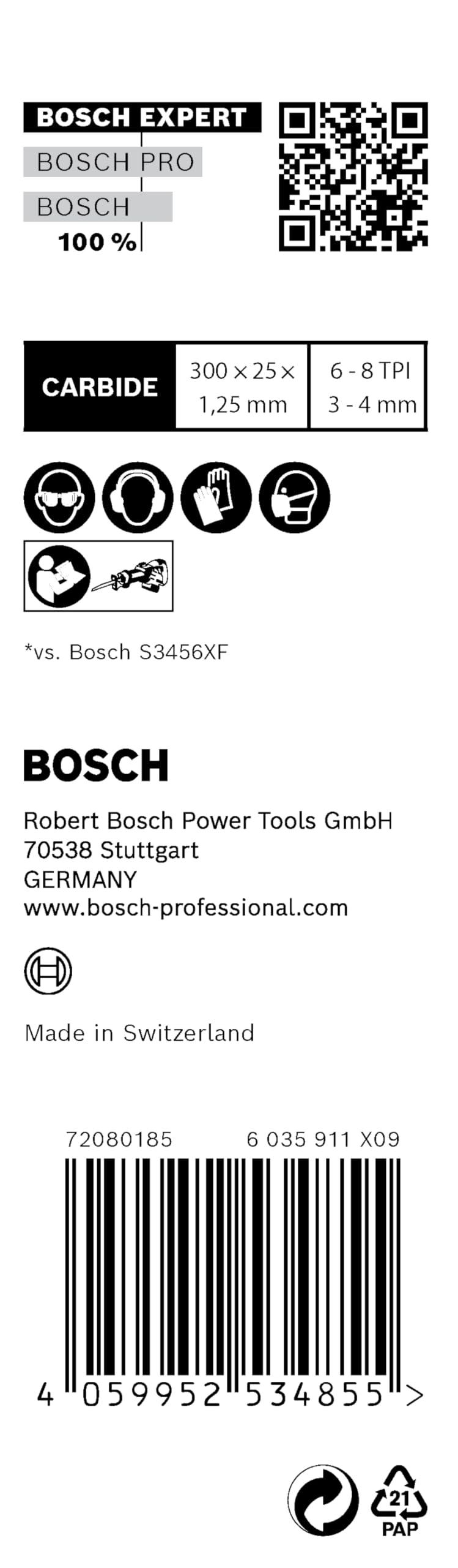 Bosch Professional 10x Hojas de sierra sable Expert `Multi Material` S 1256 XHM (para Hierro fundido, Longitud 300 mm, accesorios Sierra sable)