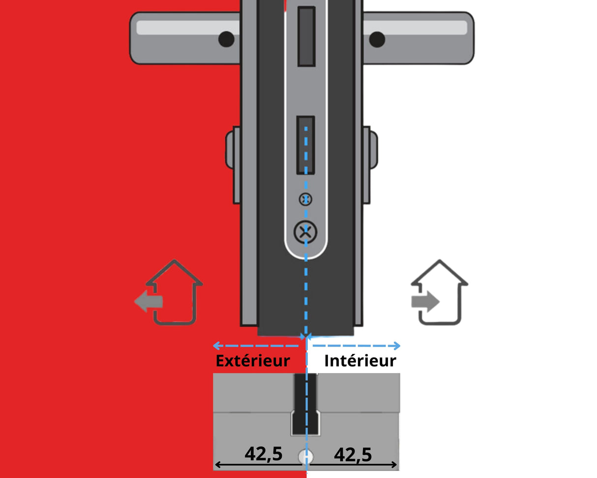 Vachette 582105 RADIALis-Cilindro de cerradura 42,5 x 42,5 mm, acero inoxidable, seguridad máxima, exterior, puerta de entrada, 4 llaves no copiables, tarjeta de propiedad, 42,5x42,5
