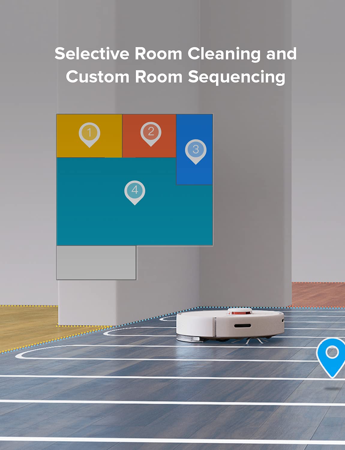 roborock S6 Pure - Robot de Limpieza y succión (Potencia de aspiración 2000Pa, batería 150min, Polvo de 460ml, Agua de 180ml, 69dB, algoritmo de Ruta Adaptable, Control por App y Voz) Blanco, R100004A