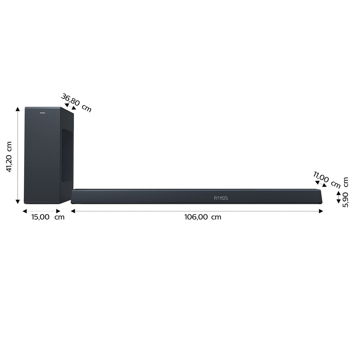 PHILIPS TAB8805/10 - Barra de Sonido Color Negro, Bluetooth 4.2, 300W
