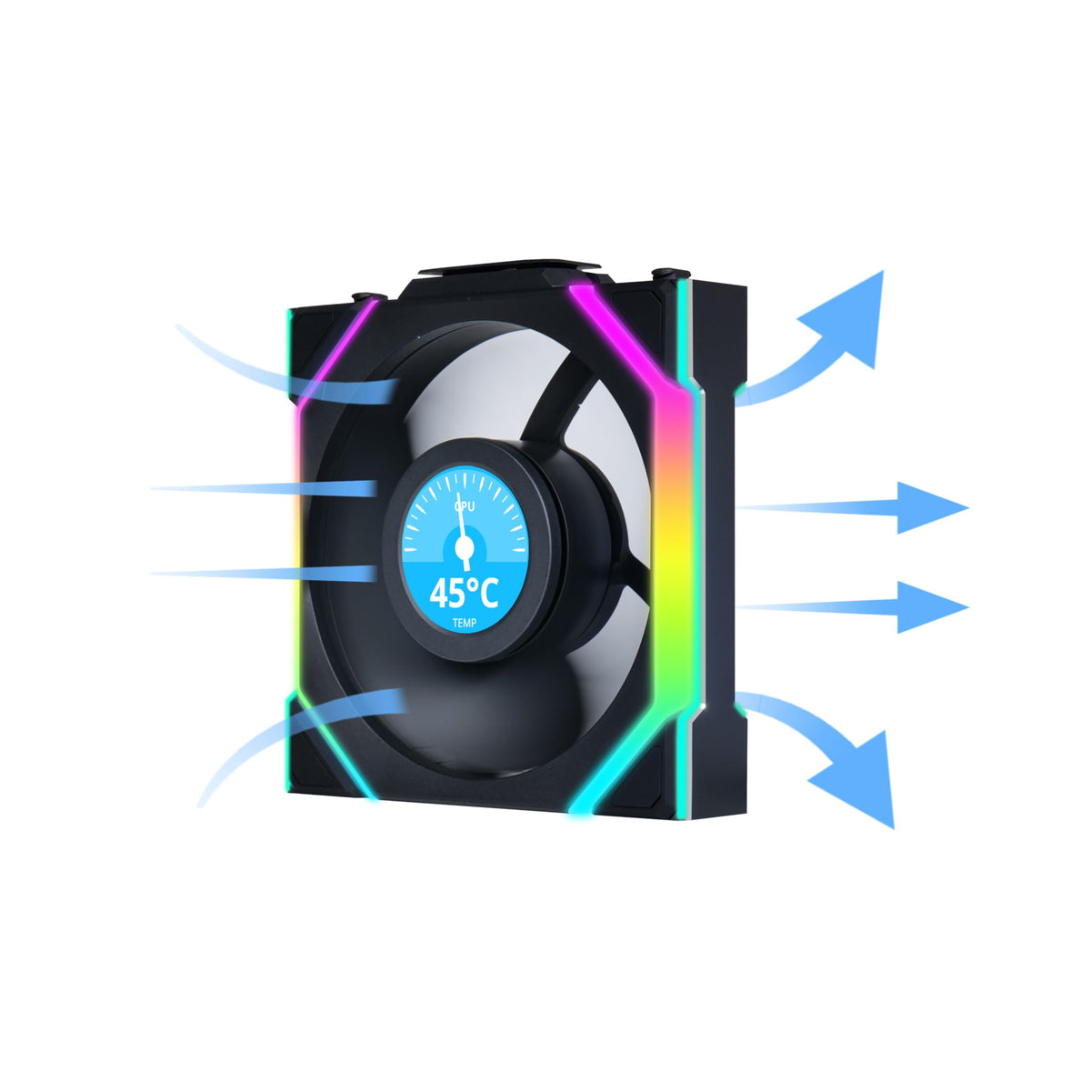 Lian Li UNI FAN SL-INF - Paquete de 3 ventiladores de refrigeración inalámbricos RGB PWM de 120 mm con pantalla LCD, color negro, rendimiento y estética sin costuras, tecnología PWM silenciosa