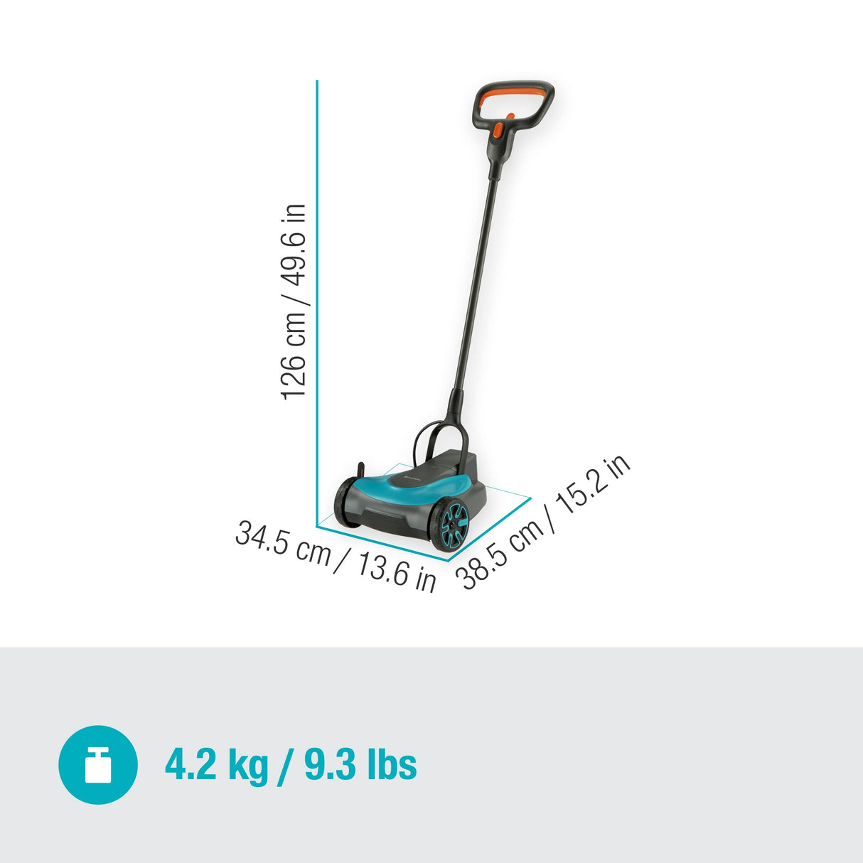 Gardena Cortacésped a batería HandyMower 22/18V P4A sin batería: cortacésped manual, para céspedes hasta 50 m², altura de corte ajustable, función de mulching (14620-55)