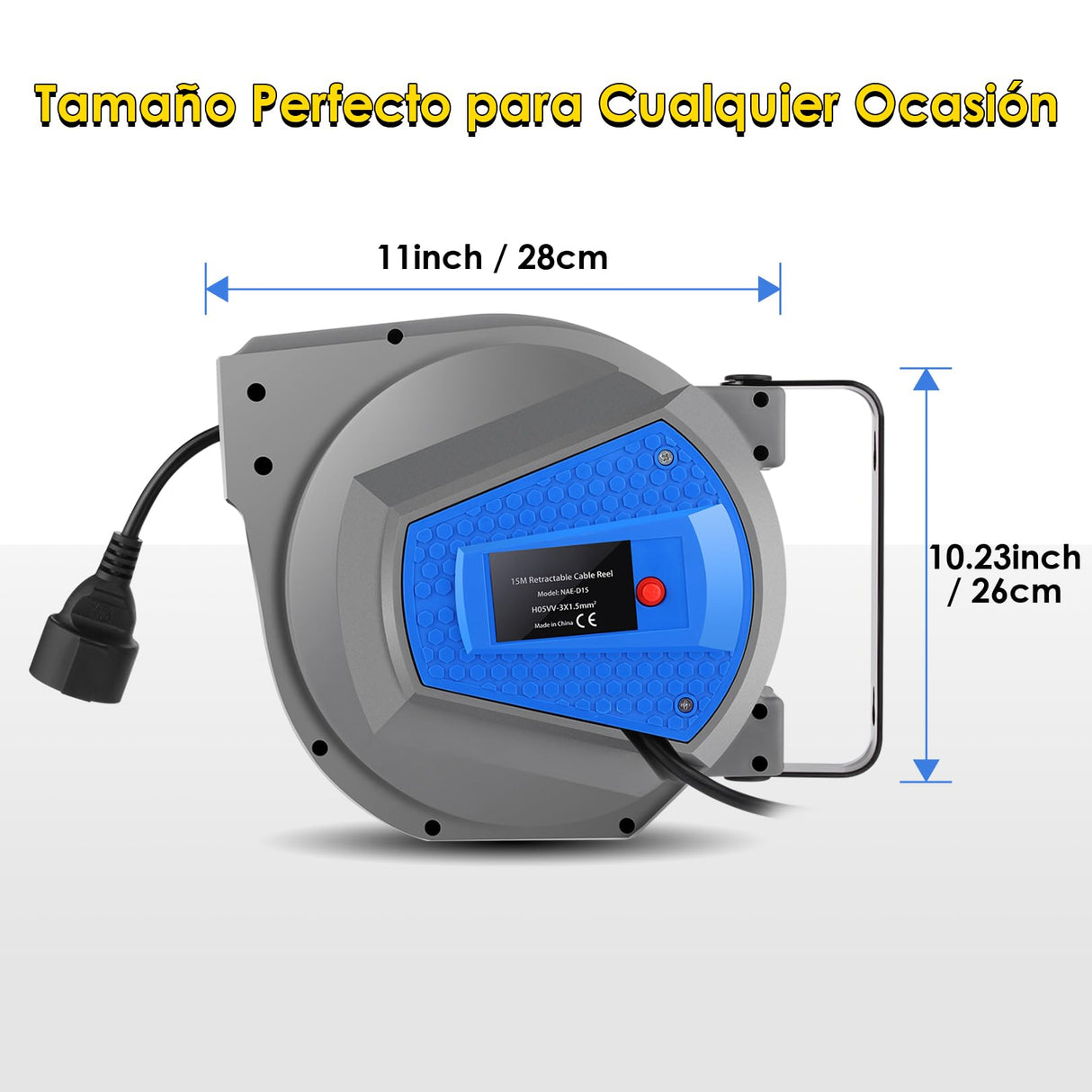 Himimi® Enrollador de Cable Retráctil Automático| 15m+1m Enrollador de Cable Montable en Pared y Techo | Rotación de Cables 180° | Adecuado para Uso Interior y Exterior | Potencia de 1500-3000W