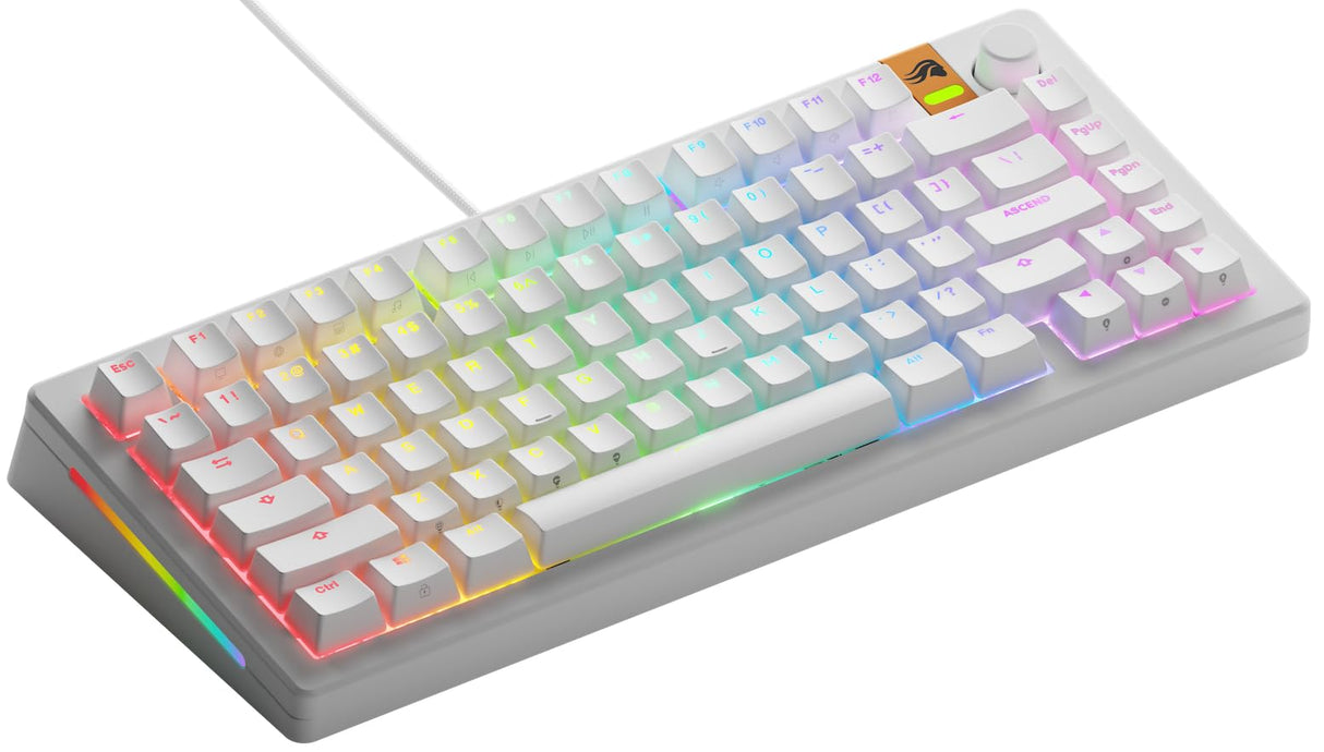 Glorious Gaming GMMK 3 HE Med dynamiska avtryckare, Hall Effect, 8K uppdateringsfrekvens, MX- Och magnetbrytare, 75% TKL, modulärt packningssystem, doubleshot PBT-tangenter, USA QWERTY - Vit