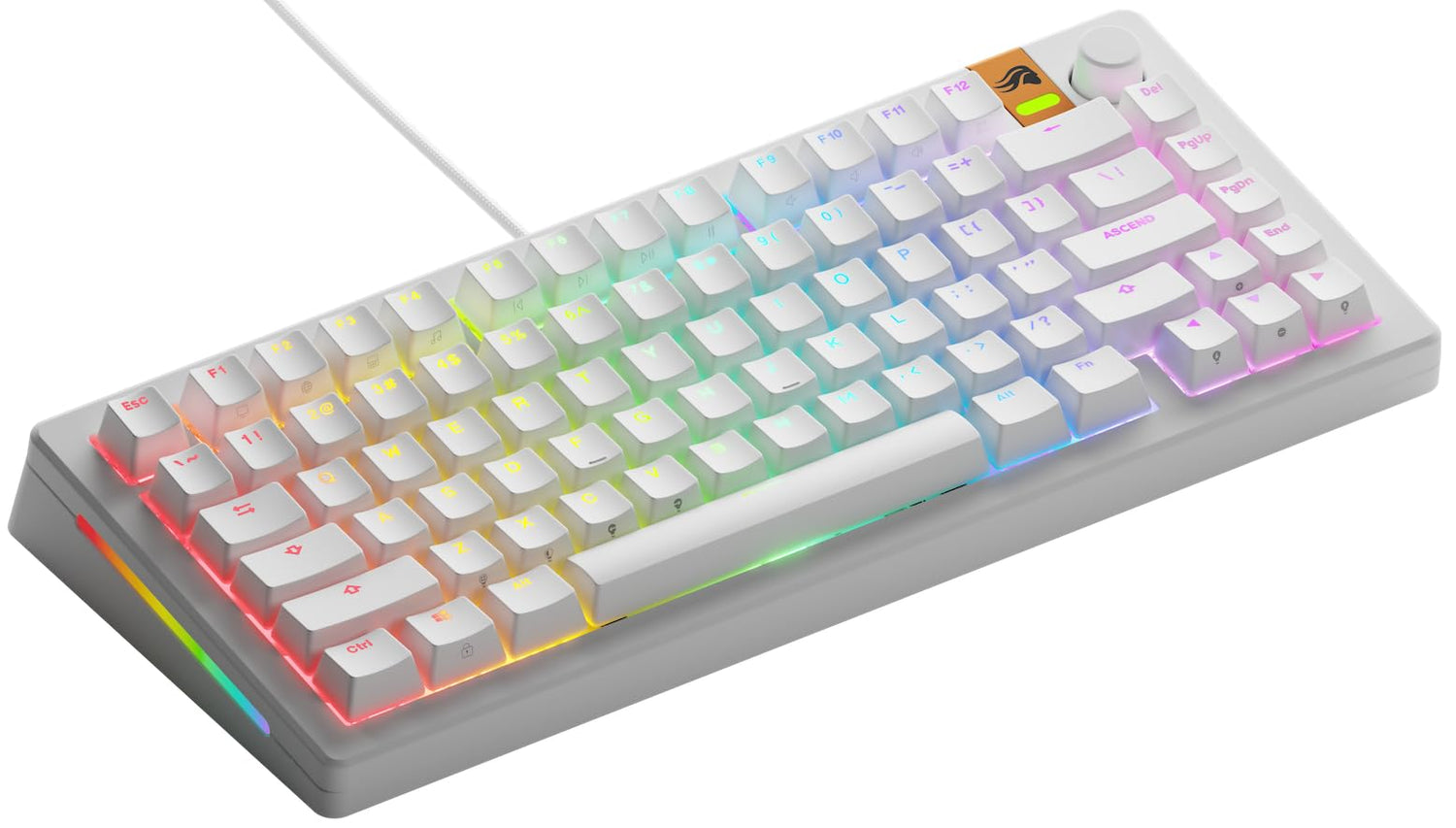 Glorious Gaming GMMK 3 HE Med dynamiska avtryckare, Hall Effect, 8K uppdateringsfrekvens, MX- Och magnetbrytare, 75% TKL, modulärt packningssystem, doubleshot PBT-tangenter, USA QWERTY - Vit