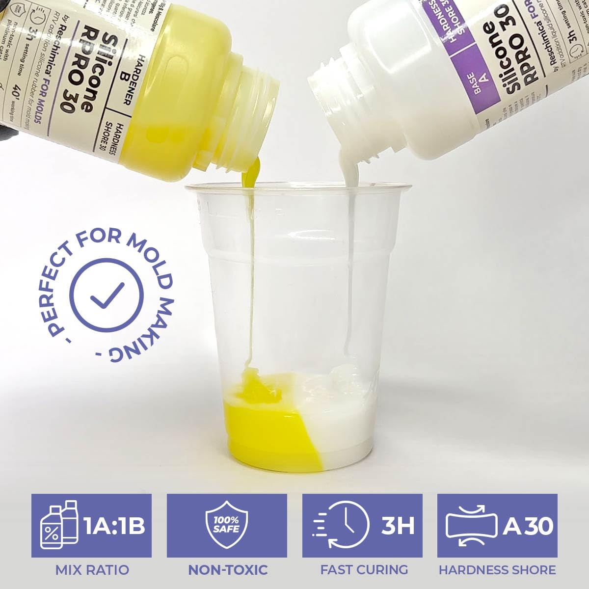 Goma de silicona para moldes 1:1 R PRO 30, Silicona Líquida, No Tóxica, Caucho para Moldes de Resina, Fundición, Fabricación de Resin, Manualidades (10 kg)