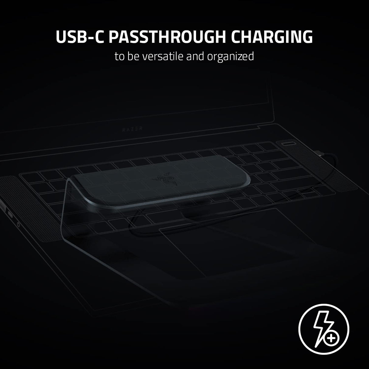 Razer Soporte para portátil Chroma V2: iluminación Chroma RGB Personalizable - Diseño ergonómico - Construcción de Aluminio anodizado - Hub USB-C de 4 Puertos - Negro Mate
