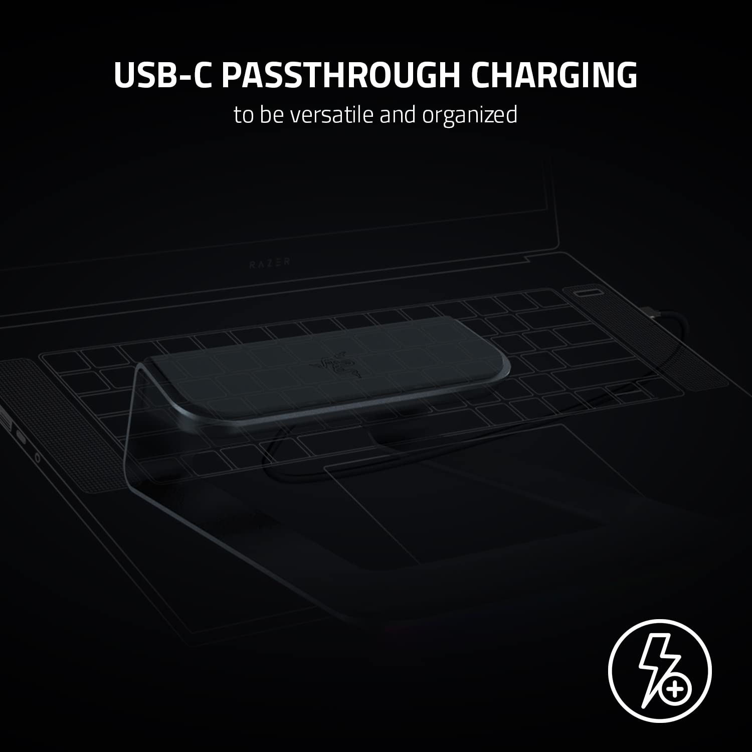 Razer Soporte para portátil Chroma V2: iluminación Chroma RGB Personalizable - Diseño ergonómico - Construcción de Aluminio anodizado - Hub USB-C de 4 Puertos - Negro Mate