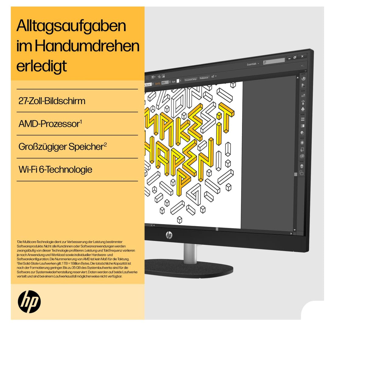 HP Ordenador de sobremesa Todo en uno | Pantalla FHD de 27" | AMD Ryzen™ 7 7730U | 16 GB DDR4 RAM | 1 TB SSD | Unidad gráfica AMD Radeon™ | Windows 11 Home | Blanco