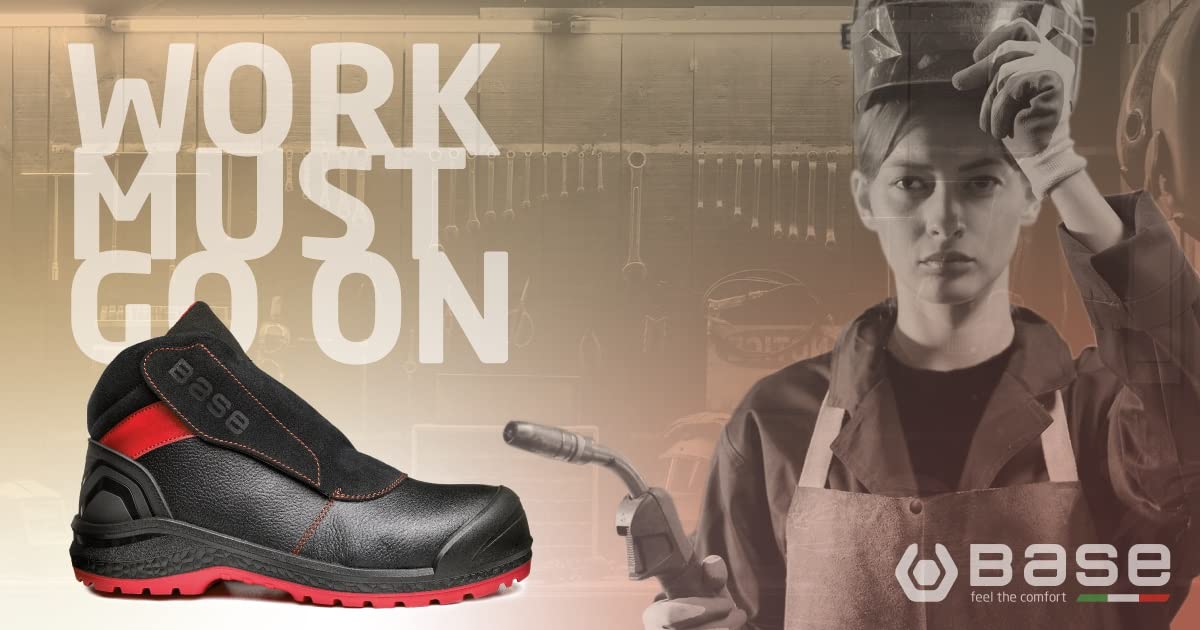 BASE Protection Sparkle S3 HRO Ci HI SRC Zapato de Seguridad, Talla: 41, Color: Negro/Rojo, B0880BKD41