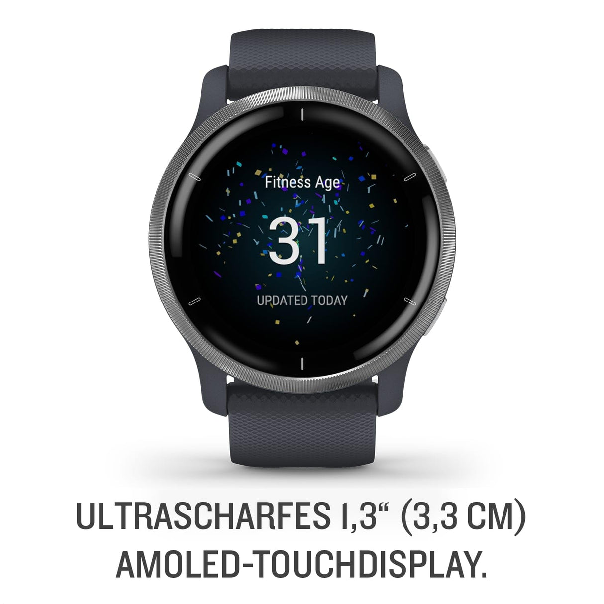 Garmin Venu 2 - Reloj inteligente con GPS, música y deportes, Azul Grafito, 45 mm