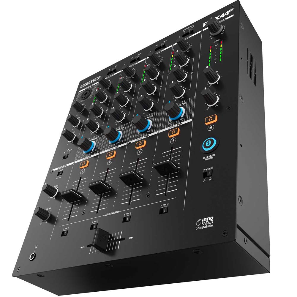Reloop AMS-RMX-44 BT Mezclador para DJ de club con 4 canales y con Bluetooth con Filtro de sonido, unidad de filtro bipolar con LPF y HPF