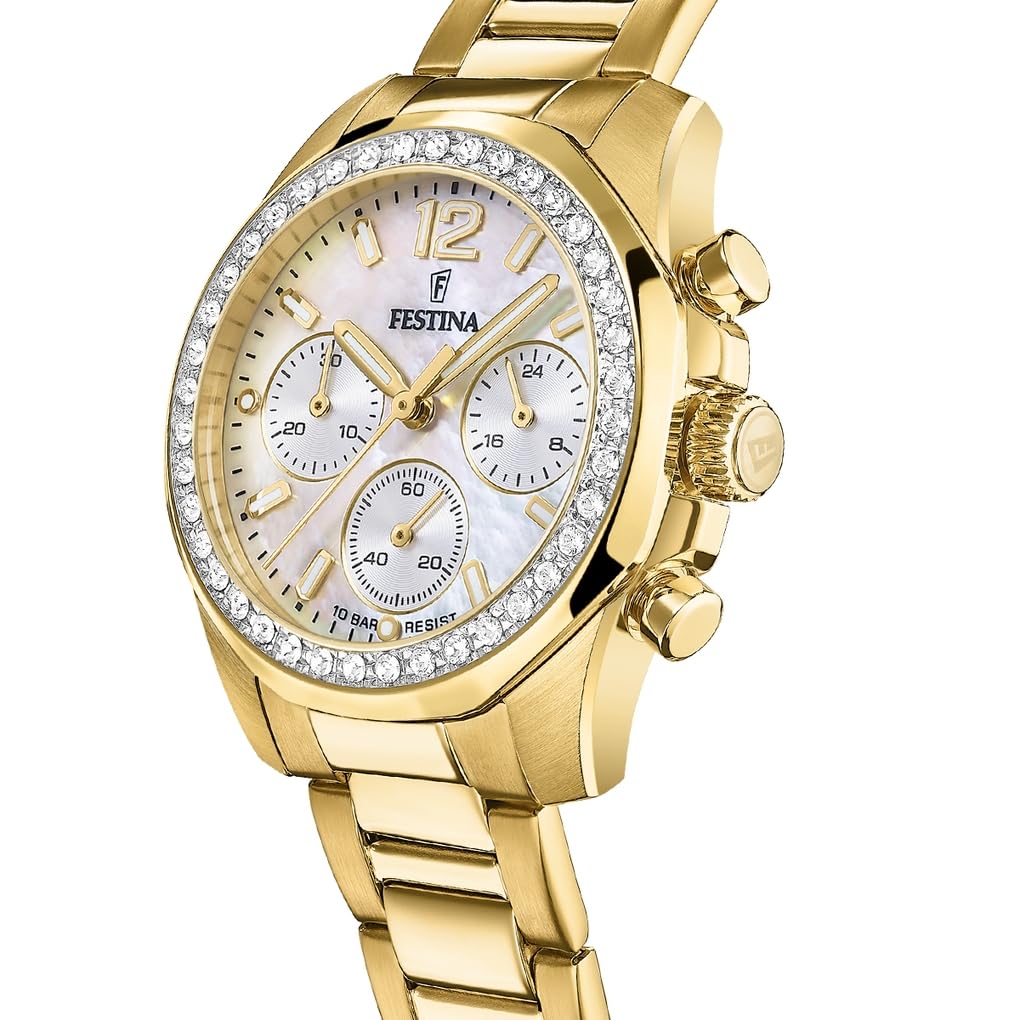 Festina Reloj Mujer F20609/1 Boyfriend Collection Caja de Acero Inoxidable 316l Dorado Correa de Acero Inoxidable 316l Dorado