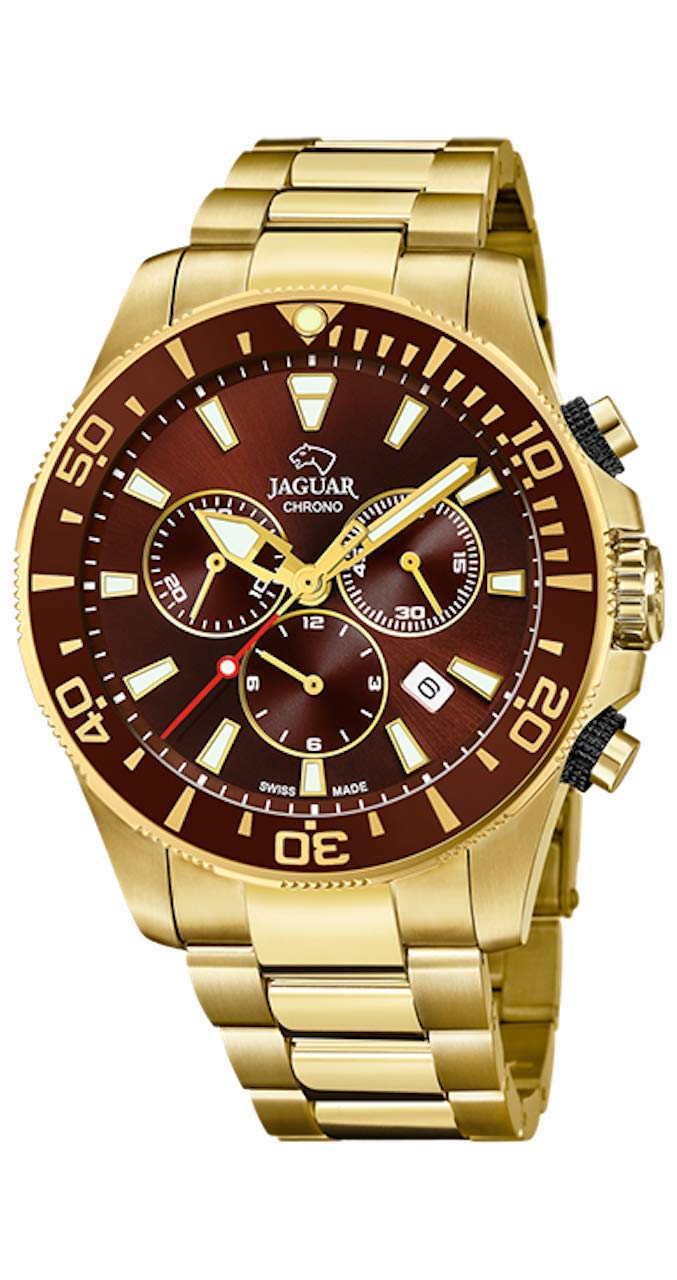 JAGUAR Reloj Modelo J864/4 de la colección Executive, Caja de 43,5 mm Chocolate con Correa de Acero Chapado para Caballero