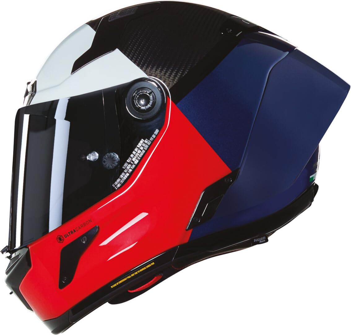 NOLAN Helmet X-804 RS BLOCCO 348 XL, Carbono/Rojo visceral/Azul Oscuro/Blanco