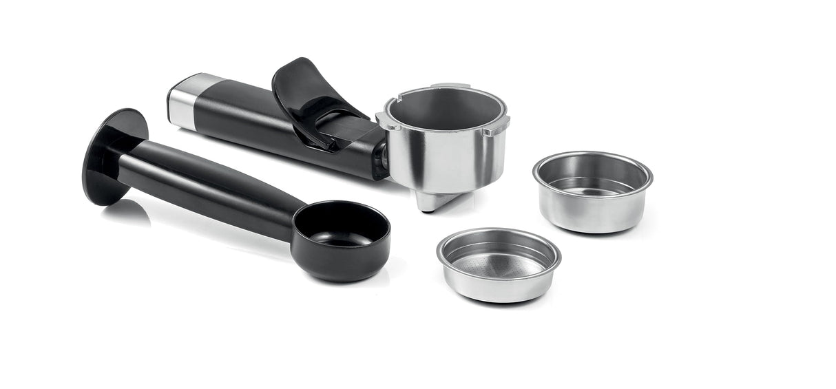 Tescoma 909010 - Máquina de espresso manual de 19 bar, con lanza de vapor, brazo de doble salida, calentadores de suelo, línea President