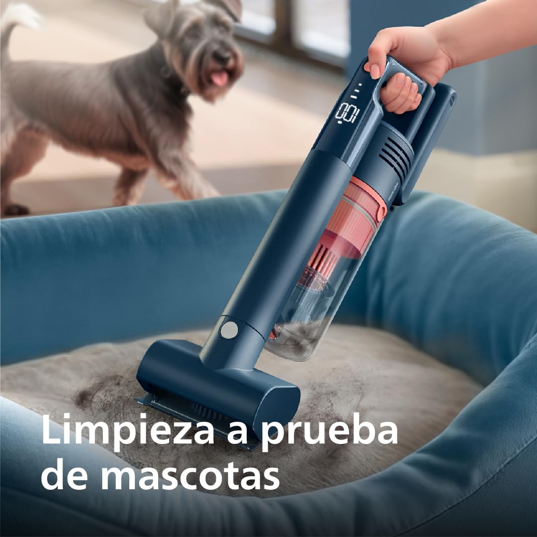 Philips Aspiradora Sin Cable Serie 5000 Pet, Potente Succión en Suelos Duros y Alfombras, 60 Min de Autonomía, Cepillo Con Luz LED, Cepillo Para Mascotas, Módulo Aqua, Batería Reemplazable (XC5142/01)