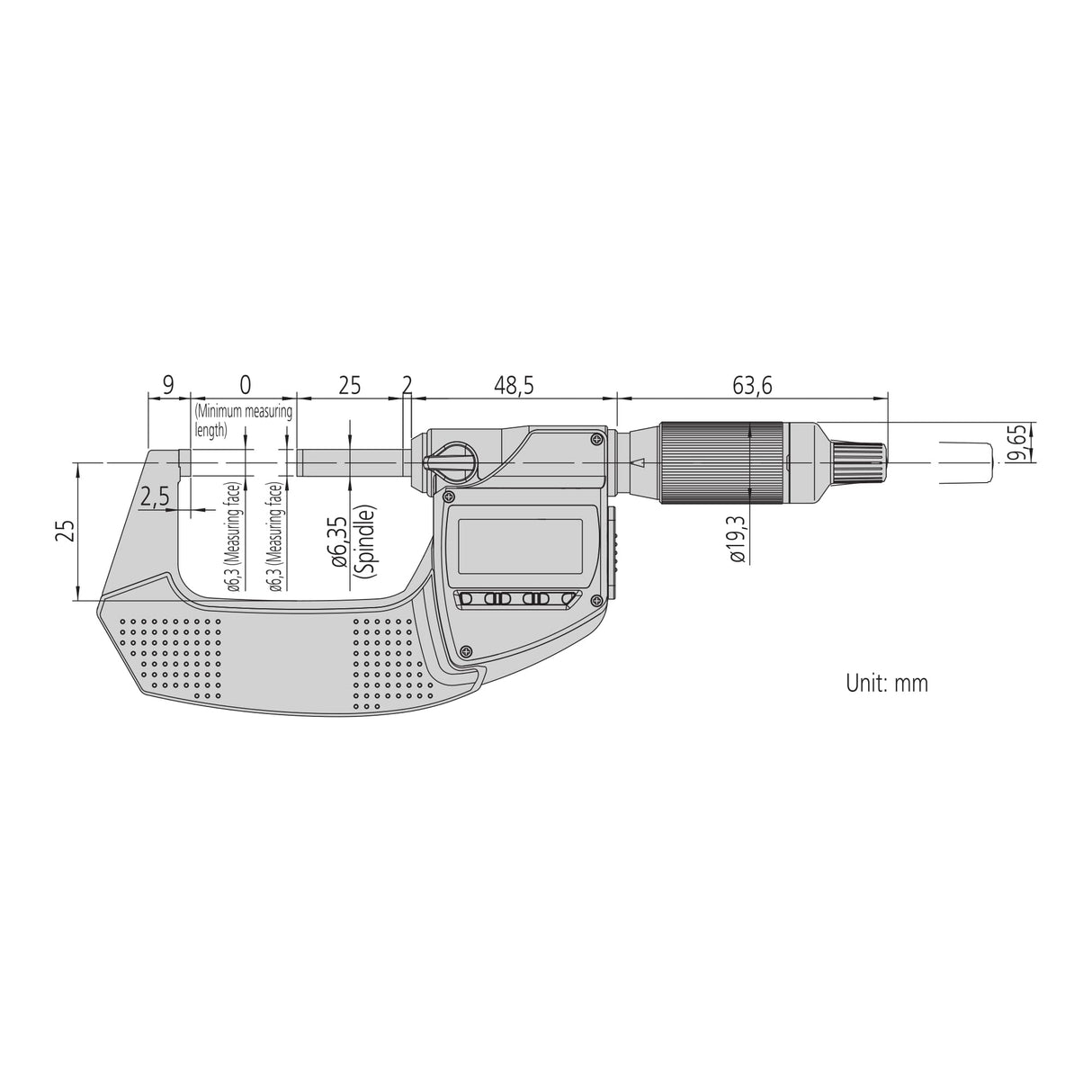 Mitutoyo 293-140-40 QuantuMike - Micrómetro digital (IP65, 0-25 mm, 0,001 mm, con entrada y salida de datos)