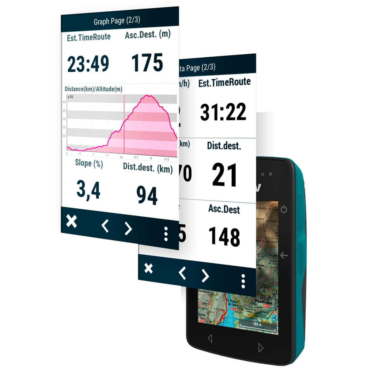TwoNav Roc (32 GB) + Mapa España IGN 1:25000 Topo, GPS con Pantalla 2.7 Pulgadas para MTB, Ciclismo, Gravel o bikepacking con mapas incluidos. Color Turquesa