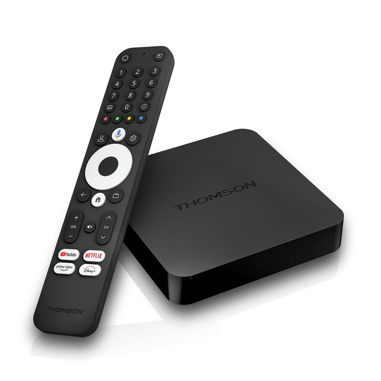 THOMSON Google TV Streaming Box 240, 4K UHD, Google Assistant, Google Cast, Wi-Fi, Bluetooth 5.0, HDMI 2.1, Dolby Atmos, Dolby Digital+, HDR10, 2 GB RAM, 8 GB Memoria