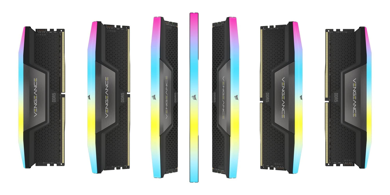 Corsair VENGEANCE RGB DDR5 32GB (2x16GB) 7000MHz C34 Kit de Memoria Optimizada Intel Para Equipos de Sobremesa - Iluminación RGB Dinámica de Diez Zonas - Perfiles Intel® XMP 3.0 Personalizados - Negro